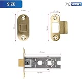 XFORT Two 65mm Polished Brass Radius Tubular Latches Internal Wooden Doors view 6