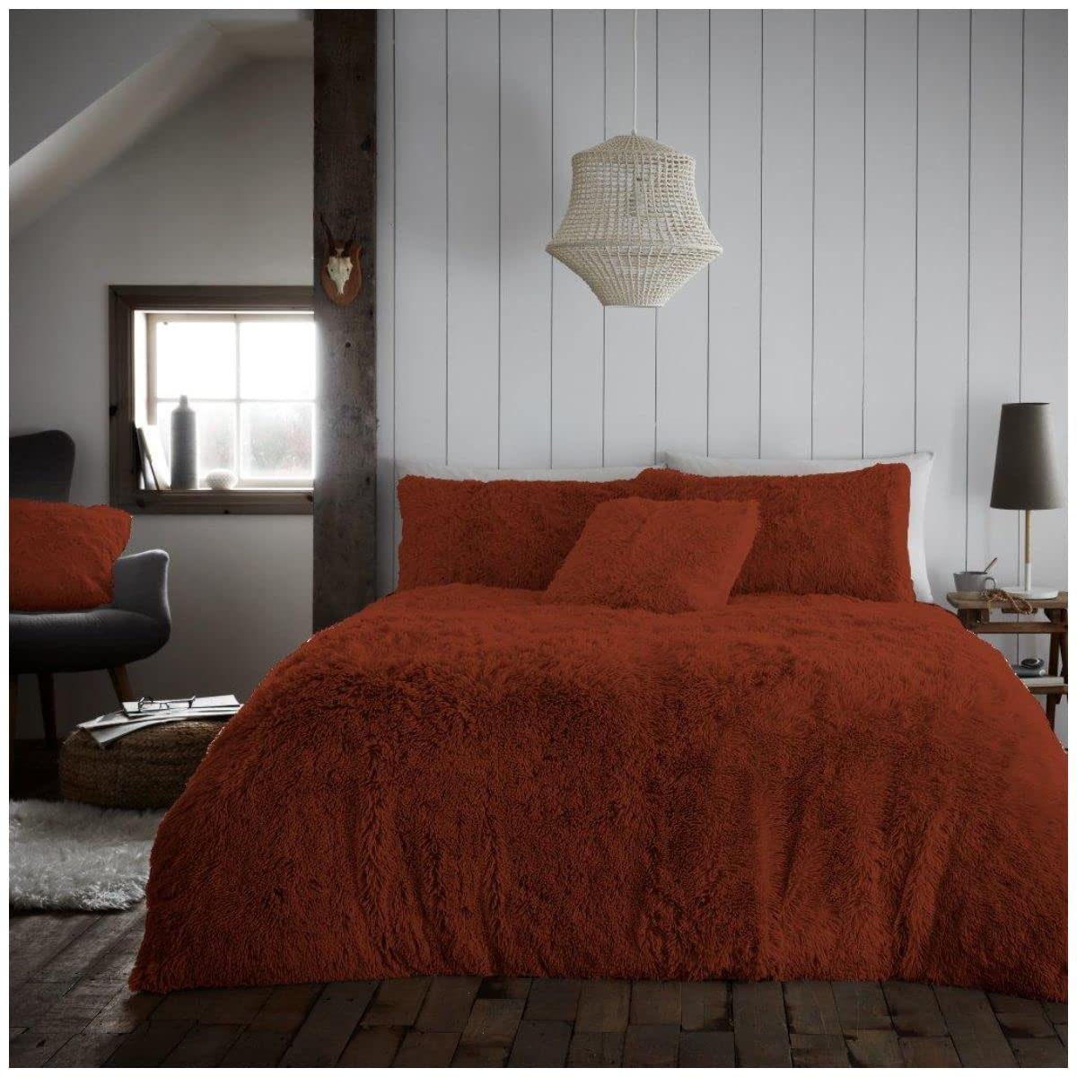 GC GAVENO CAVAILIA Teddy Fleece Duvet Cover OR Hug & Snug Throw Blanket OR Snuggle Warm Cushion Cover, Rust, Single