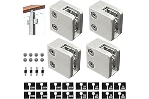 LIUCHONGYANG99 Glass Clamp - 4PCS Glass Bracket for 1/4 "-1/2 "（6mm-12mm） Tempered Glass, Stainless Steel 304 Flat Back Square Glass Clip Polished for Balustrade 、Staircase 、Handrail, Glass Holder Metal Casting