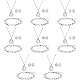 SPRJF Bridesmaid Jewelry Set for Women 18K Gold & Silver & Rose Gold Plated Teardrop Pendant with Pearl Necklace Earrings Bracelet Set,Bridesmaid Gift for Wedding/Proposal/Party/Anniversary