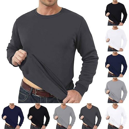 Mens Sweaters UK Sweatshirts for Men UK, Oversized Fleece Pullover with Plush Sherpa Lining, Soft Fuzzy Jumper for Men, Crew Neck Loungewear Men'S Sweatshirts