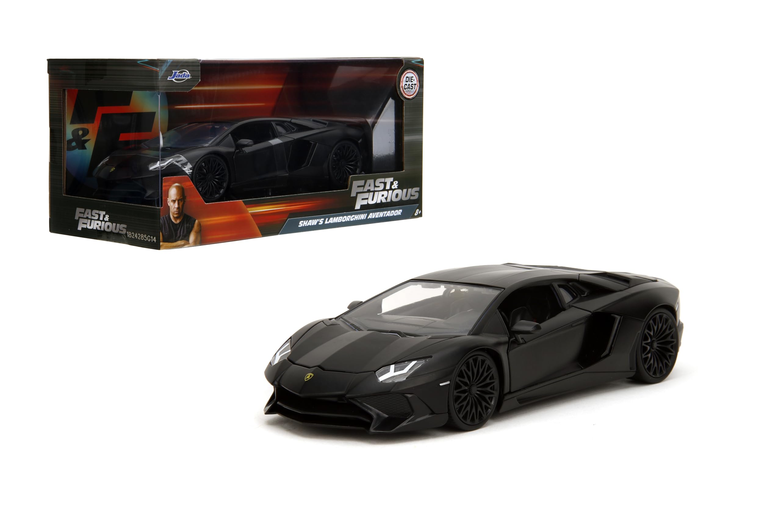 Jada Fast & Furious Shaw's Lamborghini Aventador SV - Die-Cast Vehicle, Opening Doors, Hood & Trunk, 1:24