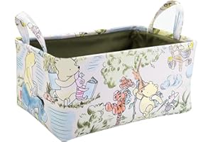 MeracMelli Winnie Storage Nursery Basket, Table Organizer,Books, Clothes ,Toys, Pooh Nursery Decor, Baby Stuff Diaper Bag for Gift Baby Shower Decorations Items(5.9x9.5x12.6 inches)