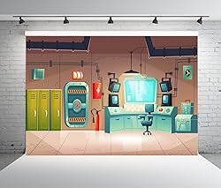 Loccor 5x4ft Fabric Cartoon Science Lab Backdrop