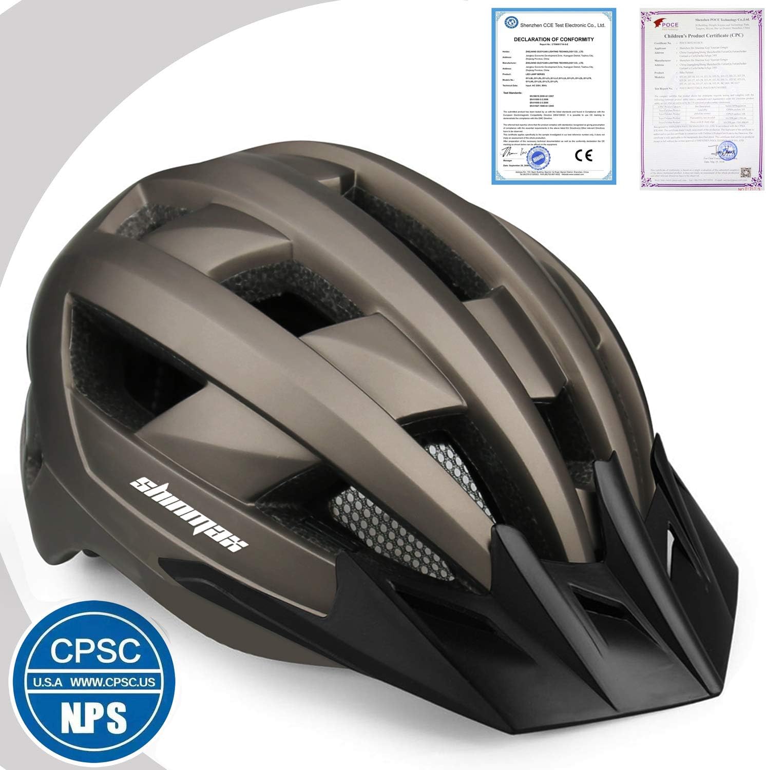 Shinmax Bike Helmet,Bicycle Helmet with USB Rechargeable LED Light CE Certified Adult Cycling Helmet Adjustable Size Detachable Visor & Removable Magnetic Goggles for Men Women Road Helmet(NR-032) - Image 3
