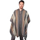 Gamboa Alpaca Wool Poncho Men with Hood Adult Cowboy and Western Ponchos