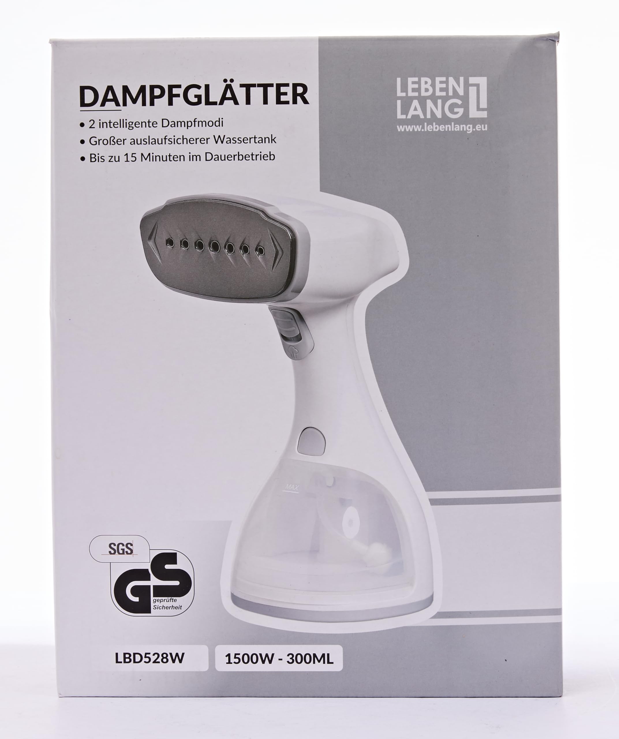 LEBENLANG Portable steamer for clothes - 1500W & 10 oz incl. ironing glove & attachments I Clothing steamer handheld I Travel garment steamers Plancha a vapor para ropa Planchas de vaporizador Fabric