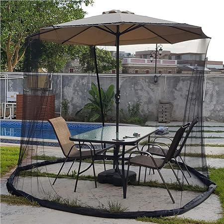 Amazon Com Patio Umbrella Mosquito Nets Polyester Mesh Net Screen With Zipper Door And Adjustable Rope Fits 8 10ft Outdoor Umbrellas And Patio Tables Garden Outdoor