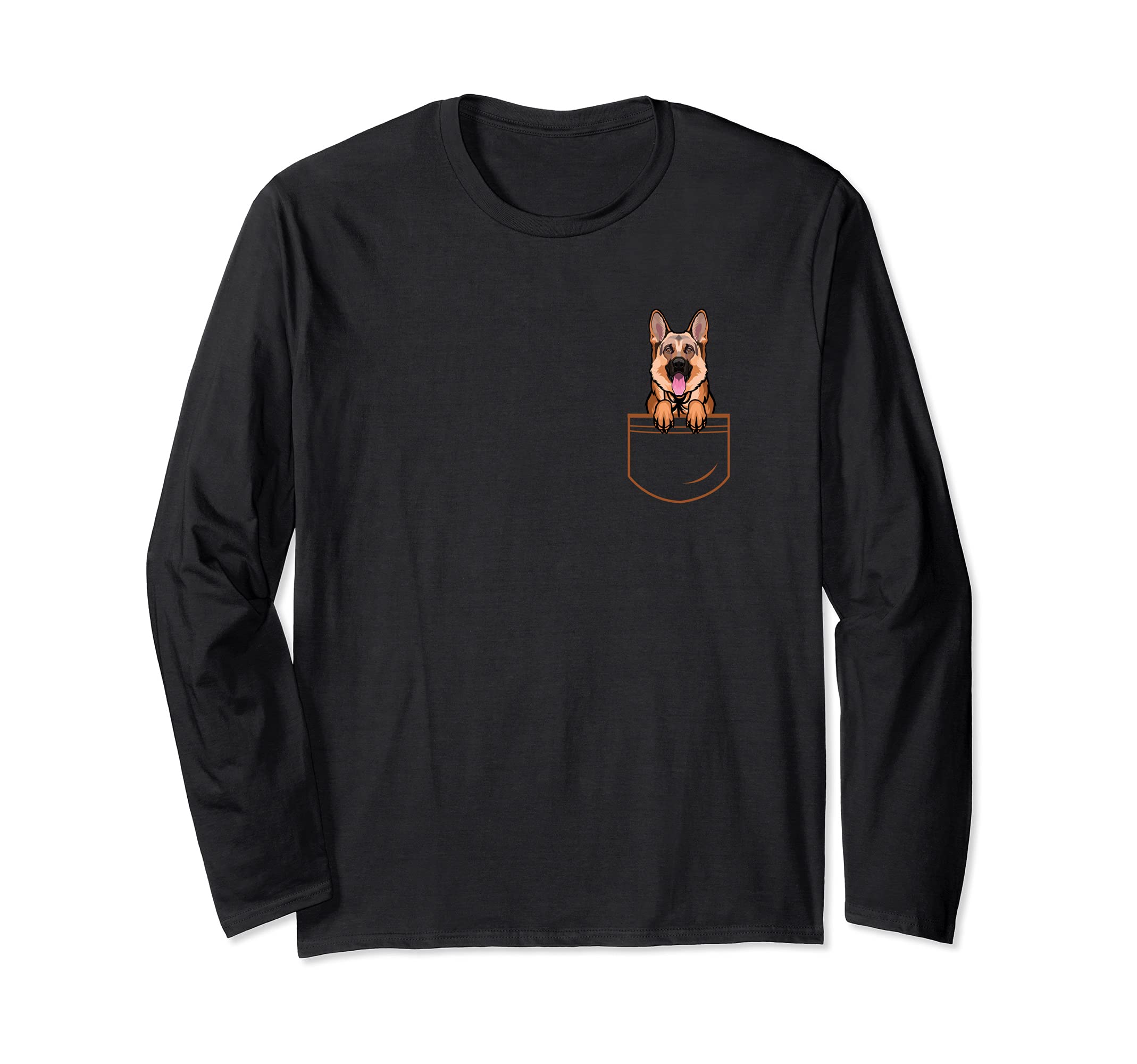 Cute shepherd dog in the breast pocket dogs dog lovers Long Sleeve T-Shirt