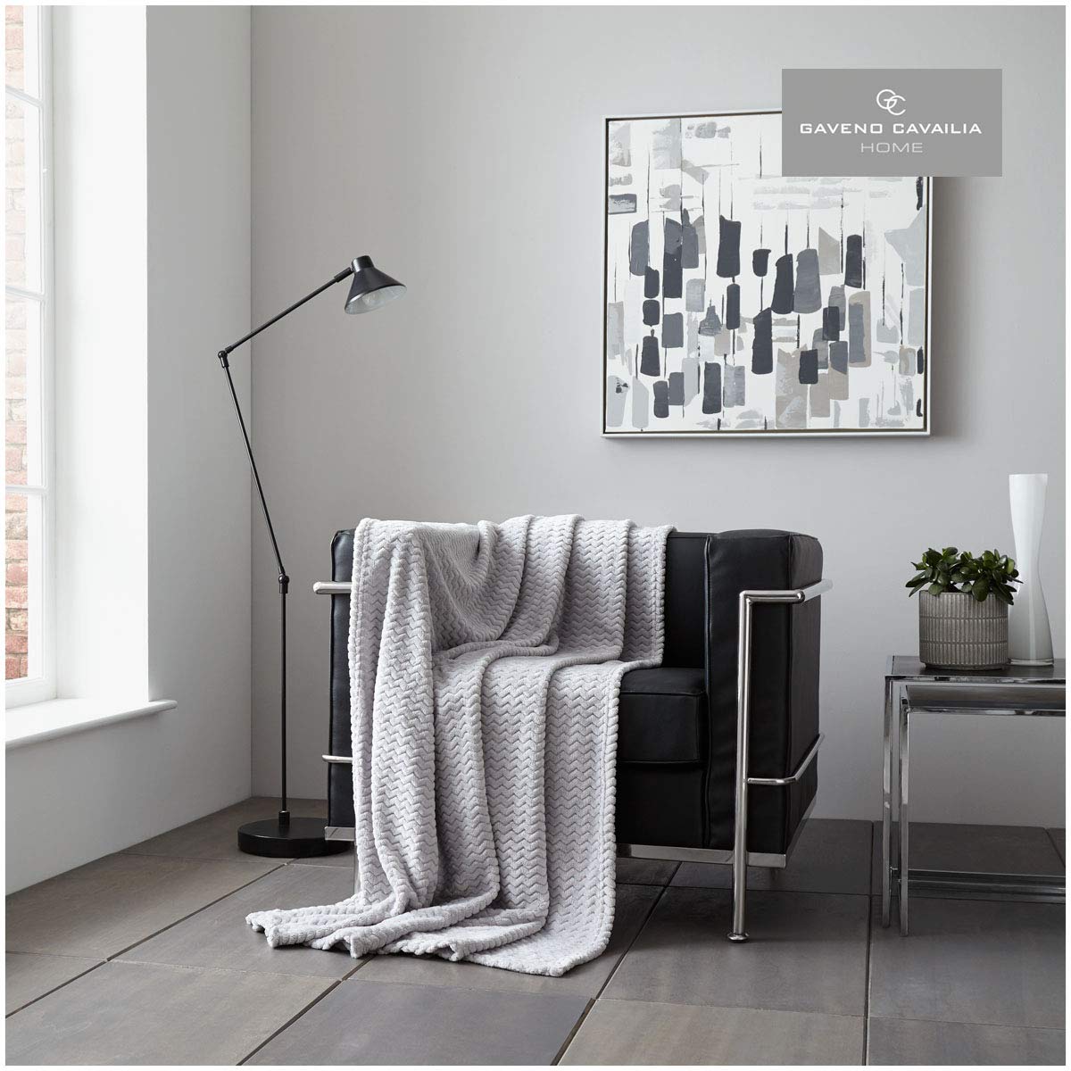 GC GAVENO CAVAILIA Gaveno Cavailia Wave Honey Comb Sofa Bed Blanket, Super Soft Fluffy Easy Care Lightweight Wavy Textured Luxury Design, Cosy Warm Settee Waffle Throw-Over [King (200x240 Cm), Silver]