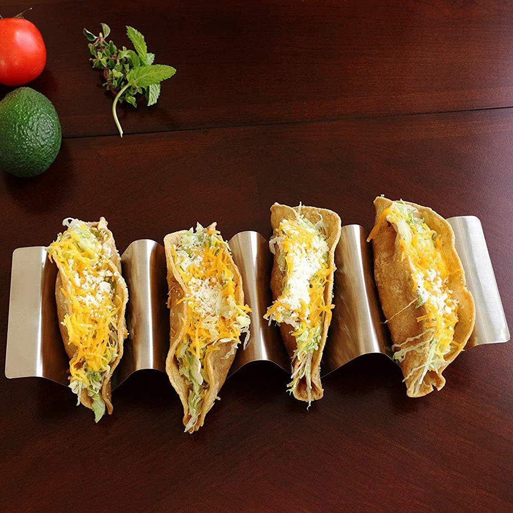Jodsen Taco Holder Stand Set,2 Pack Stainless Steel Taco Tray Holder Taco Stands Mexican Food Rack Taco Rack Wave Shaped Taco Tray Holds Wave Taco Rack 2-3 Hard Shell Stands for Dishwasher and Oven - Image 5