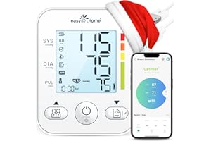 Blood Pressure Monitor for Home Use: Large Cuff Easy@Home Bluetooth Upper Arm BP Machine - Backlit LCD Display & 3 Users 500 