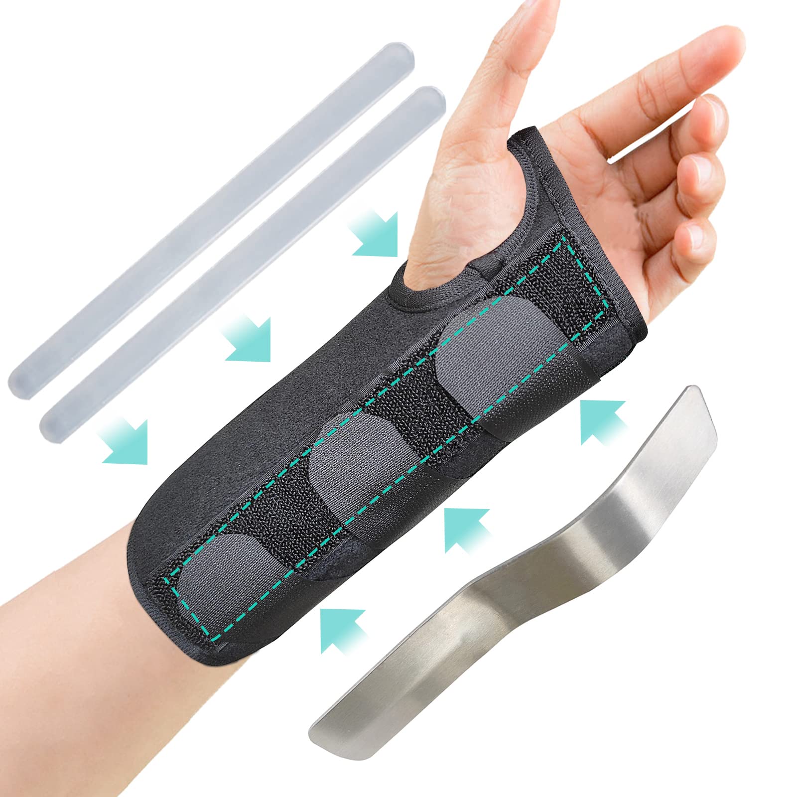 Photo 1 of HKJD Wrist Brace,Wrist Brace for Carpal Tunnel Adjustable Wrist Support Brace Removable Metal Wrist Splint for Wrist Sprain, Rheumatoid Arthritis,Injuries,Wrist Pain(Left Or Right) (Left, Small)