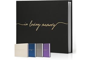 BRAVERIKY Twill Funeral Guest Book - in Loving Memory Guestbook with a Memory Table Sign - Hardcover Guest Sign in Book for Funeral Service - 320 Entries, 9"x7.5", Black