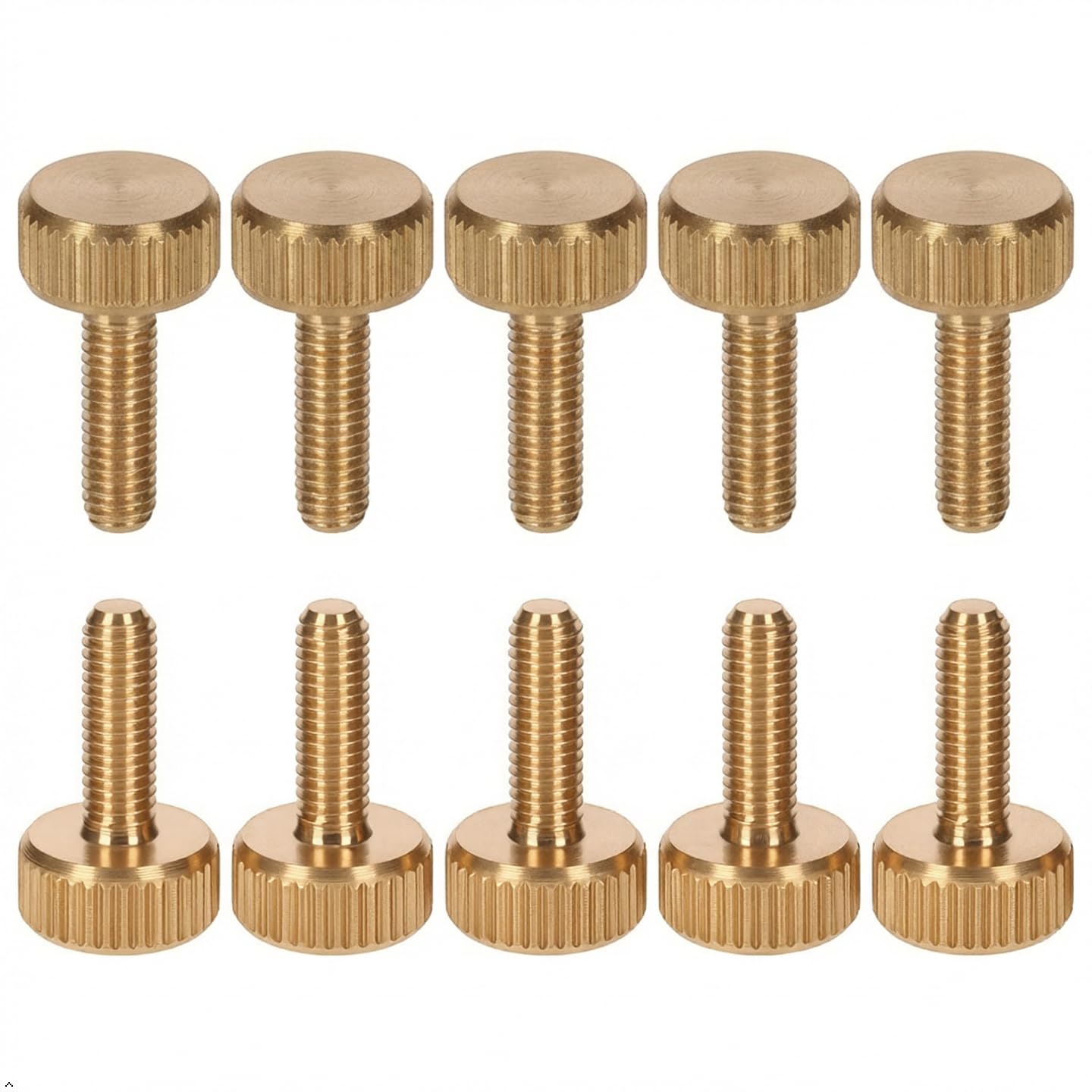 PrecisionGeek® M3 Knurled Thumb Screws Brass – CNC Machined Fasteners for Metal, Wood, Acrylic & Electronics – Hand Tightening (Flat – 10 mm – 10 pcs)