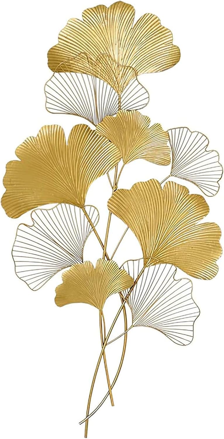 Ginkgo Leaf Metal Wall Art, Hanging Wall Art Sculpture, Gold Ginkgo