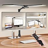 36W LED Desk Lamp with Clamp, Dual-Head Architect Lamp with Remote, Black | Super Bright 448-LED 3600LM Work Bench Light, 2700K-6500K, Stepless Dimming Overhead Desk Light for Workbenches &amp; Home Office