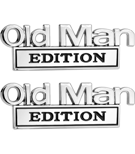 Autocollant 3D « Old Man Edition » Pour Voiture – Lot De 2 Badges Métal Humoristiques