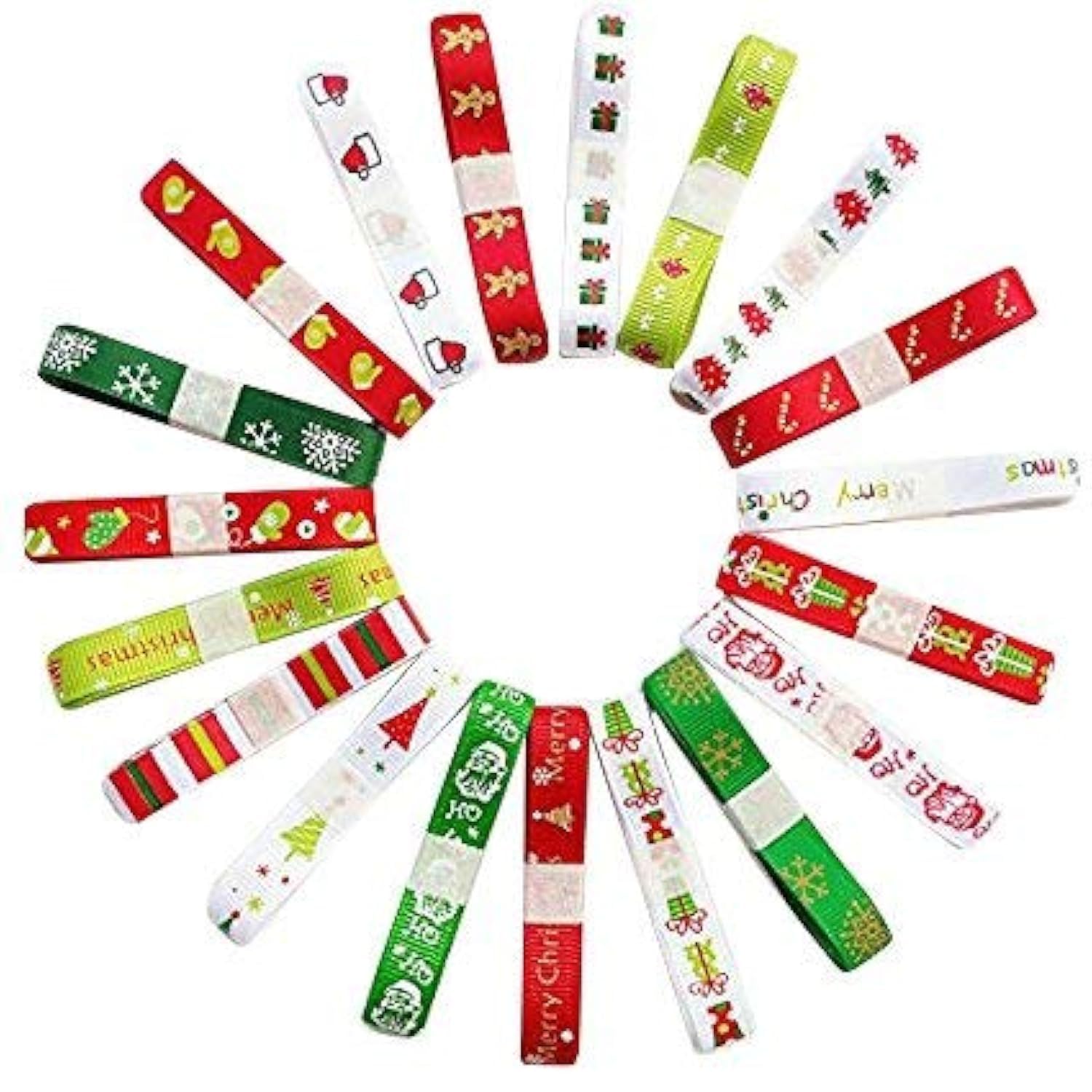 Chenkou Craft 20yards 3/8" 10mm Merry Christmas Polyester Grosgrain Ribbon Appliques Craft Gift (3/8" (10mm) Santa Ribbons)