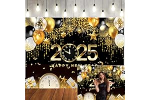 LTLYH 7x5ft Happy New Year Eve Backdrop 2025 New Year Banner New Years Decorations 2025 New Years NYE Decorations 2025 New Years Eve Party Supplies 2025