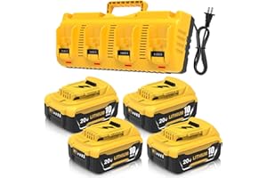 Ibanti 4 Packs 10Ah DCB208 Battery and DCB104 Charger Replacement for Dewalt 20V Max Battery and Charger Compatible with Dewalt 20V Batteries DCB207 DCB209 DCB206 DCB204 DCB203 DCB201 DCB200