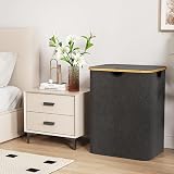 Lifewit 120L Laundry Basket with Lid Dark Grey Bamboo Handles 2 Removable Bags view 3
