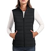 MAGCOMSEN Women's Puffer Vest Lightweight Stand Collar Zip 4 Pockets Puffy Vests Sleeveless Quilted Padded Outerwear
