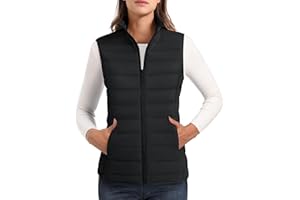 MAGCOMSEN Women's Lightweight Puffer Vest Sleeveless Quilted Stand Collar Zip Jacket 4 Pockets Padded Outerwear Vests