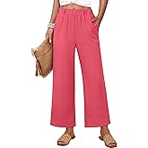 ANRABESS Womens Wide Leg Pants Summer Lounge Elastic Waist Palazzo Pants Lightweight Beach Vacation Trousers with Pockets