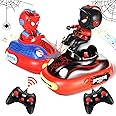 MEDMHSMA Spider Remote Control Bumper Car Set of 2, Mini RC Car with Light & Sound Effect 360° Rotating Spider Figures Bump and Eject Toy Cars for Kids Boys Girls 3-4 4-6 5-7 8-13