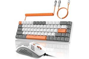 ZIYOU LANG RK-T8PR0 Wired 65% Mechanical Gaming Keyboard and Mouse Combo with RGB LED Backlit Anti-ghosting TKL Mini 68 Key C