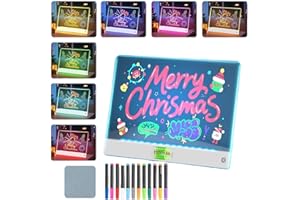 Rechargeable LED Drawing Board for Kids, 7-Color Electronic Doodle Tablet with Light Up Acrylic Panel, Glow in The Dark Erasa