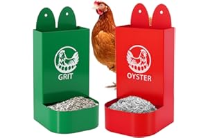 HUMUMU Chicken Grit and Oyster Shell Feeder for Hens – US Patent Pending – Heavy-Duty Metal Chicken Feeder with Rounded Edges – Chicken Coop Accessories Improve Eggshell Quality and Hen Health