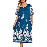 ETOSELL House Dresses for Women Floral Print Mumu Nightgowns Sleepwears with Pockets Lounge Dress