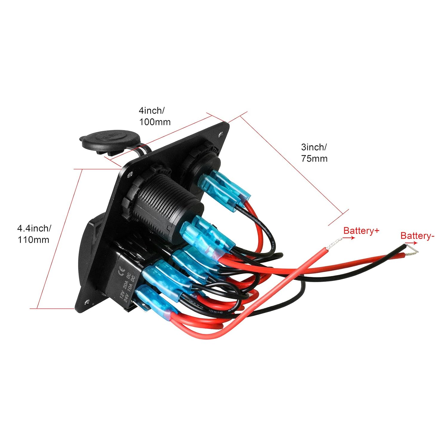 Rv 2 Usb Charging Outlet Socket Voltmeter On Off Toggle
