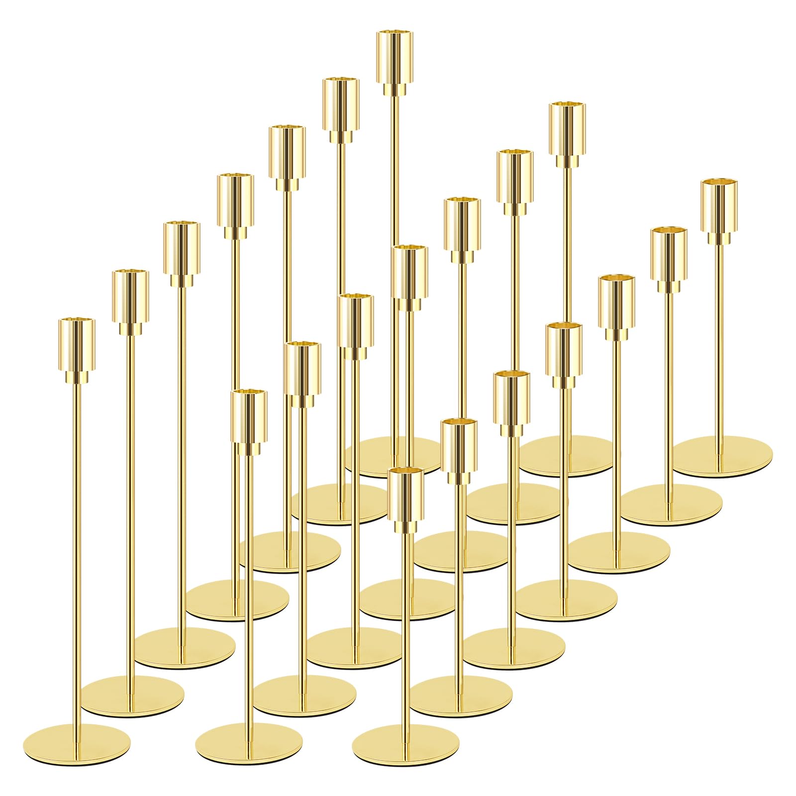 petour Gold Candle Holders Set of 21 Metal Taper Candle Holders 33/28/23cm Vintage Modern Candle Stand,Holder Retro Candlesticks for Candlelight Dinner Wedding Party Banquet Decoration