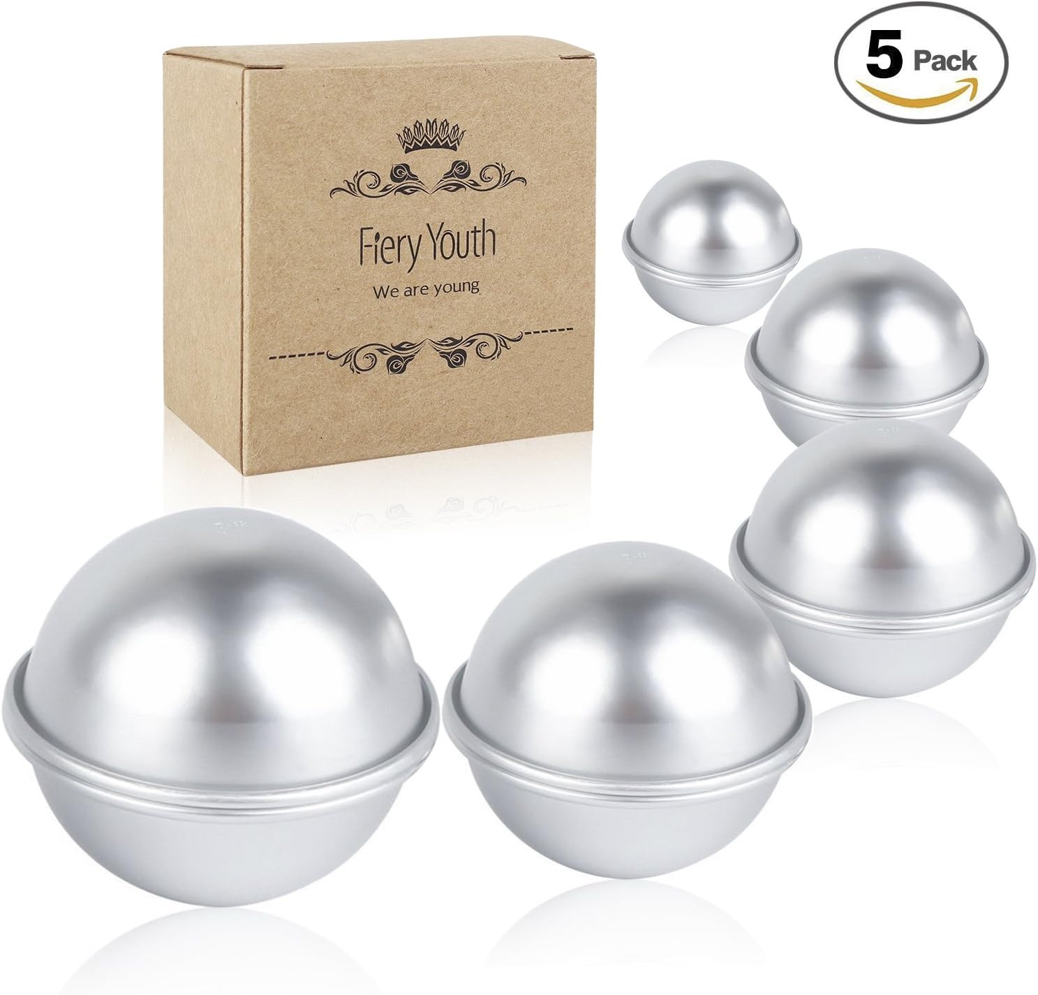 DIY Metal Bath Bomb Molds with 5 Perfect Size 5 Set 10 Pieces โฎ Mix Your Own Recipes with Sample Bath Bomb Kit โฎ Easy to Make Perfect Bath Bombs (With Instructions)