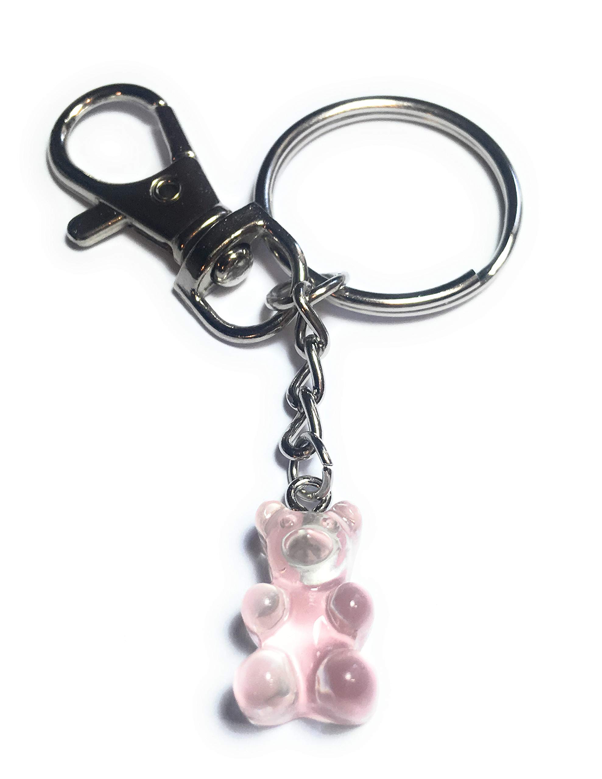FizzyButton Gifts palest pink translucent jelly baby gummy bear charm keyring key ring keychain
