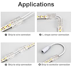 RGBZONE 10pcs 2-Pin 8mm LED Strip to Wire