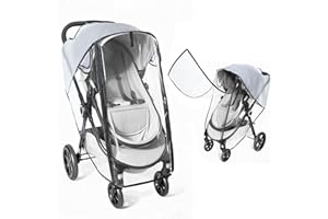 Clear Stroller Rain Cover, Universal Rain Cover for Stroller, Waterproof Travel Weather Shield with Breathable Ventilation an