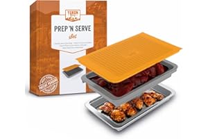 Food Prep BBQ Tray - The Yukon Glory™ Grill Prep Trays Include Plastic Marinade Container for Marinating Meat & Stainless Steel Serving Platter for All Your Grilled Barbecue - BBQ Prep 'N Serve™ Set