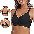 Vertvie Womens Comfortable Wireless Bras No Underwire Push Up Bra Seamless Supportive Full Coverage Racerback Everyday Bras