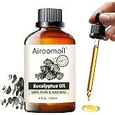 Airoomoil Eucalyptus Essential Oil 4 fl oz, 100% Pure Undiluted Single Note Oil for Shower Steam, Diffuser, Laundry & DIY Cleaning, Aromatherapy, Large Bottle for Home & Daily Use