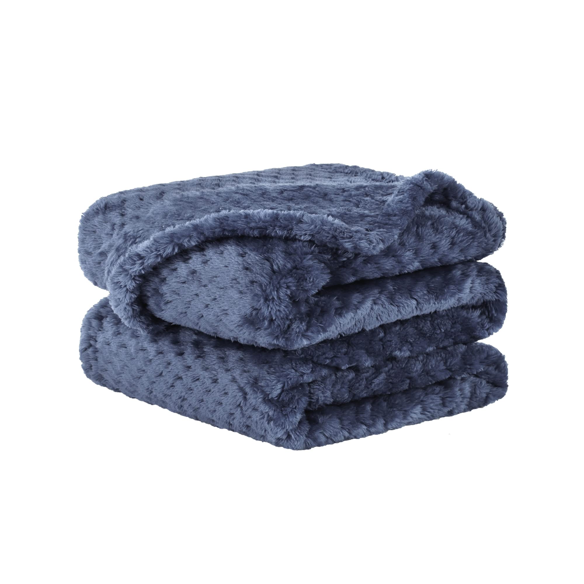sourcing map Flannel Fleece Bed Blankets, Soft Warm Microfiber Blanket, Mesh Fuzzy Plush 330GSM Lightweight Decorative Solid Blankets for Bed Navy Blue 70 x 100cm