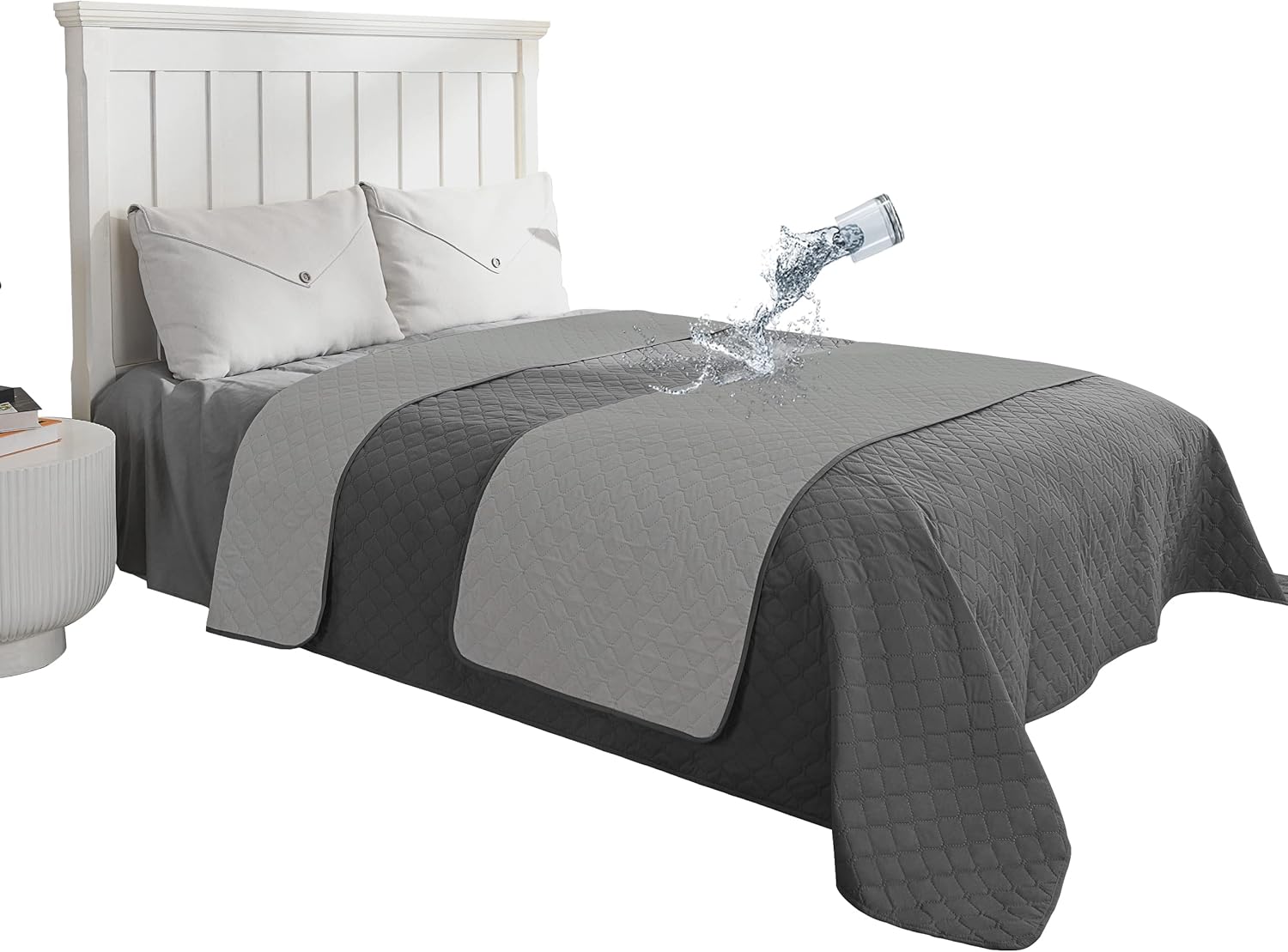 Slipcovers - Easy-Going 100% Waterproof Dog Bed Cover Reversible Leak Proof Couch Cover Washable Sofa Cover Furniture Protector Blanket for Pets Kids Children Dog Cat (68x86 Inch, Gray/Light Gray)