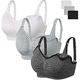 Angelhood Womens Seamless Sleep Nursing Bra,Breastfeeding Maternity Bra with Remove Bra Pads Extenders Pack of 3