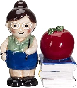 Pacific Giftware Apple Teacher Apple Book Ceramic Salt and Pepper Shakers Set