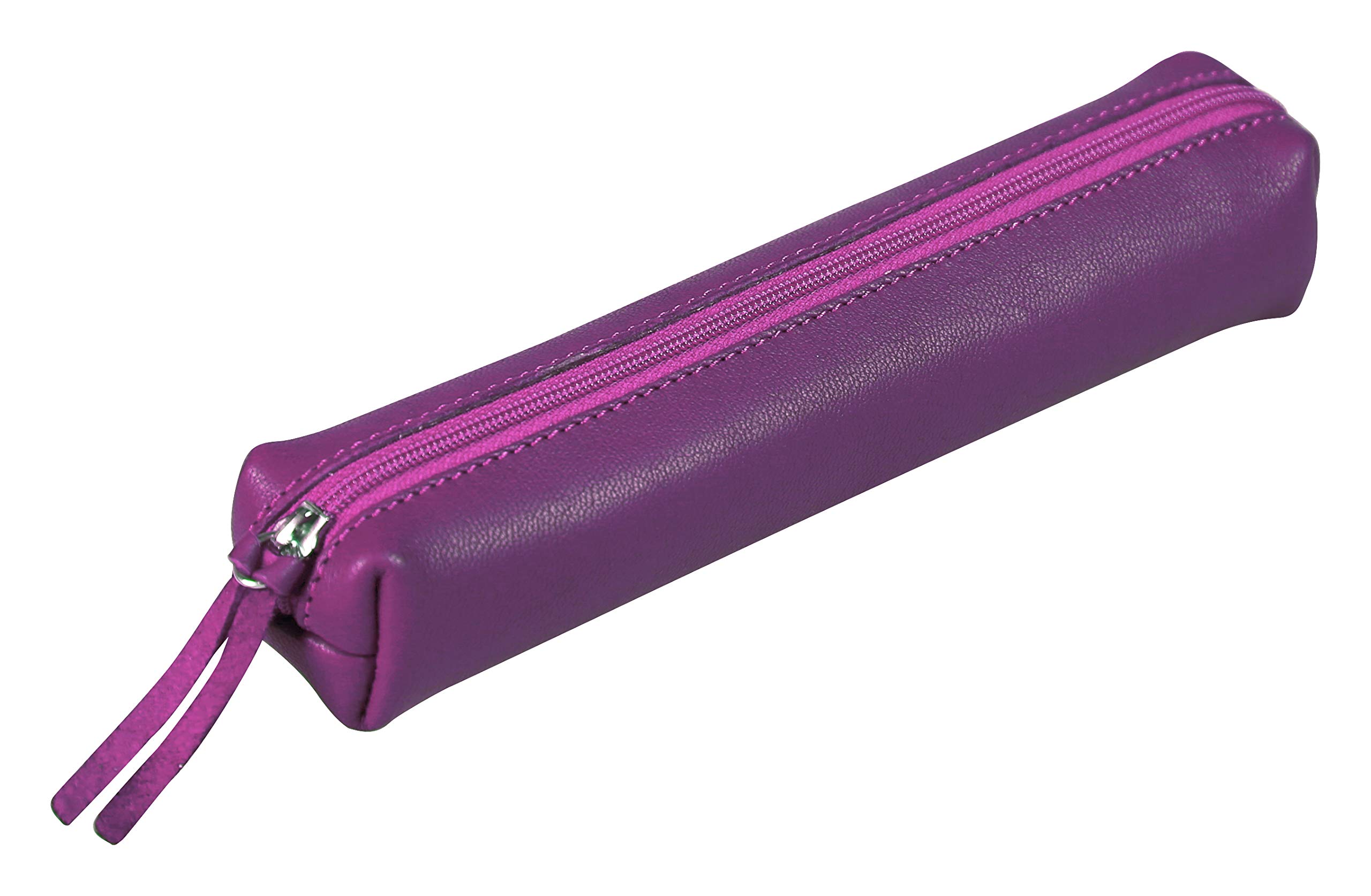 Clairefontaine 410155C - One Small Genuine lambskin Leather Slim Case - Dimensions: 19.5x2.5x4 cm - Purple Tinted Colour - Multi-Functional - Protective