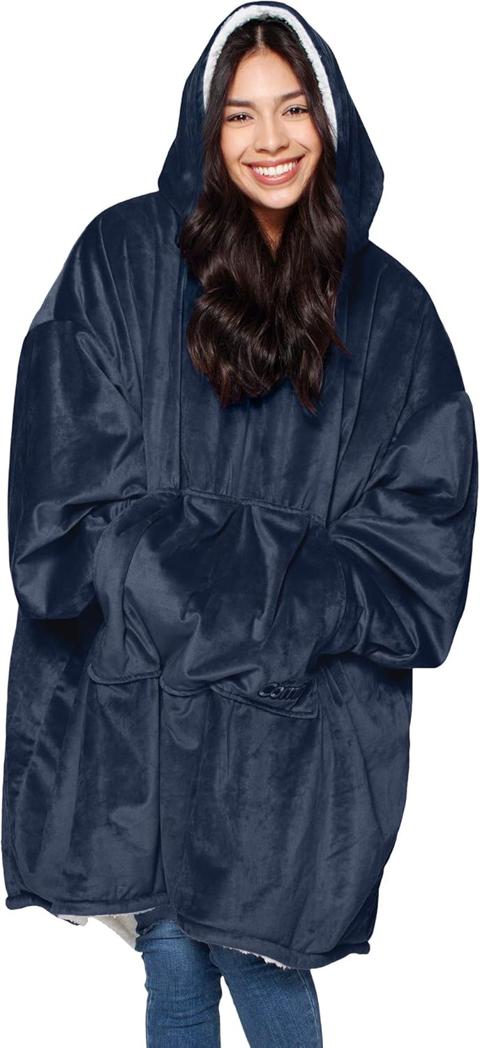 THE COMFY Original | Oversized Microfiber & Sherpa Wearable Blanket, Seen On Shark Tank, One Size Fits All Blue: Home & Kitchen