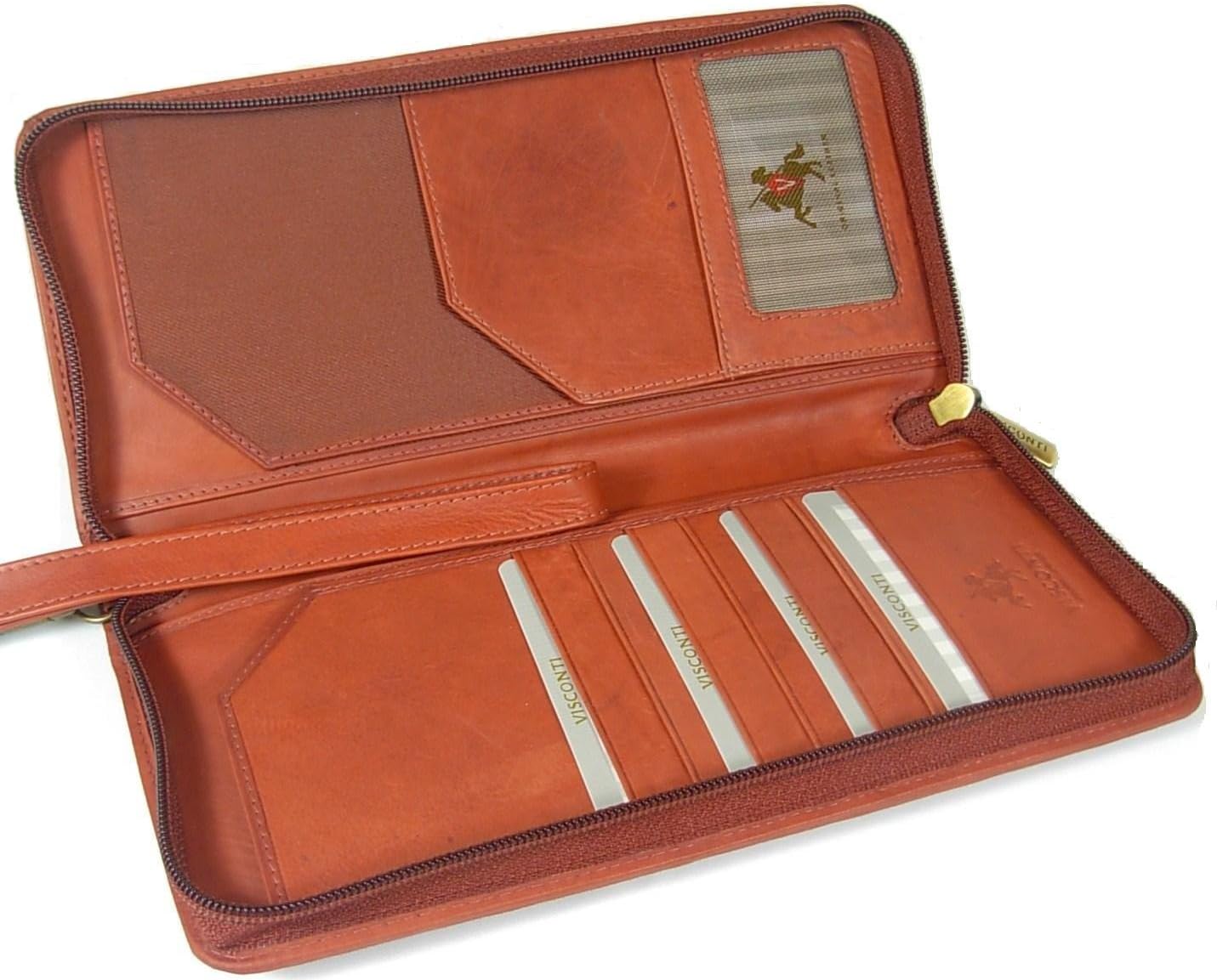New Visconti unisex soft dark brown leather passport travel wallet bag style 1157